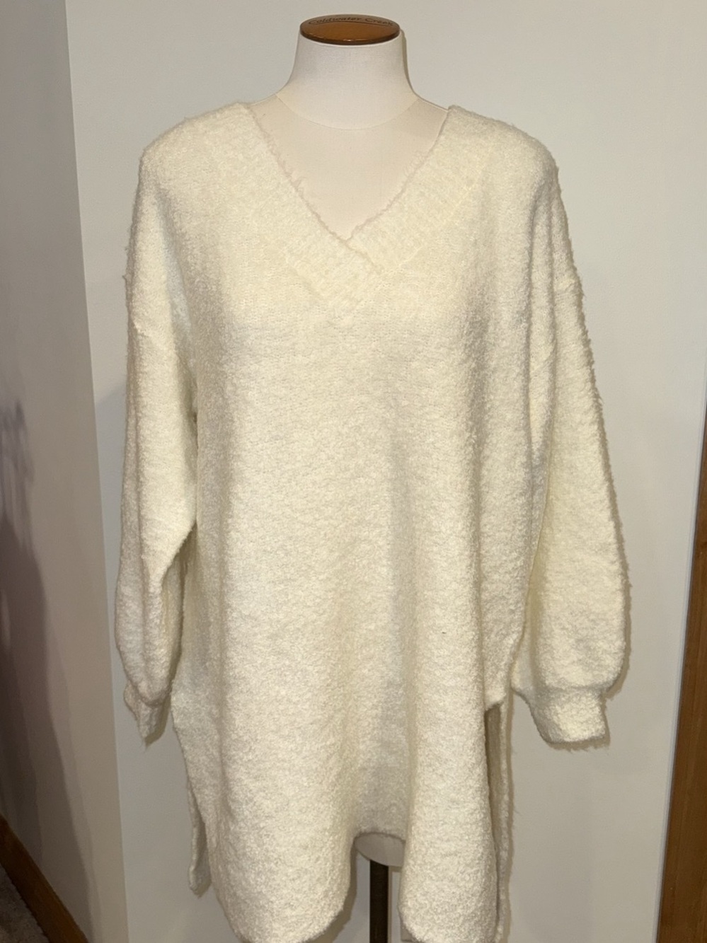 Anthropologie V-Neck Cream Sweater Size Medium NWT
